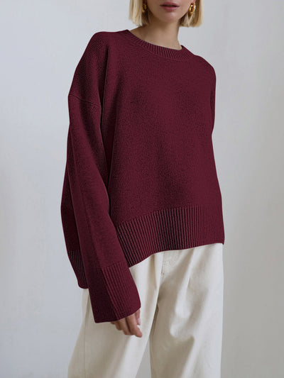 Übergroßer Pullover – warmer Strickpullover mit Rundhalsausschnitt für Damen