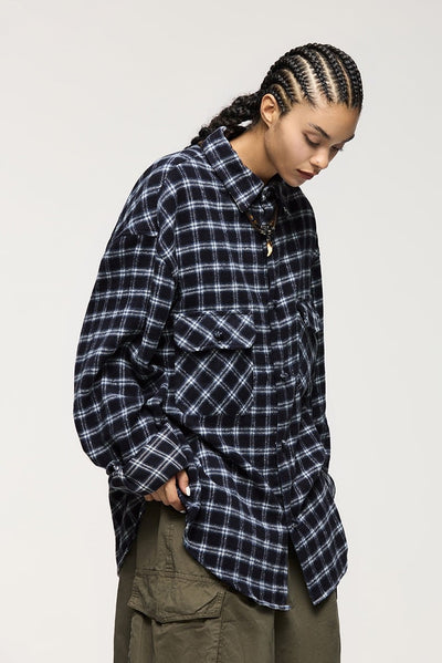 Übergroßes Hemd - Kariert - Lockere Passform - Button-Up Hemd - Überhemd