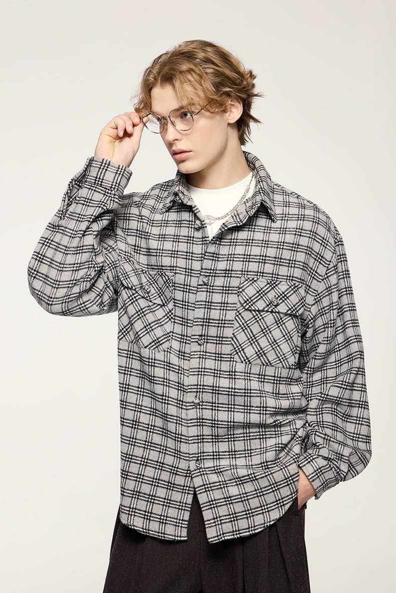 Übergroßes Hemd - Kariert - Lockere Passform - Button-Up Hemd - Überhemd