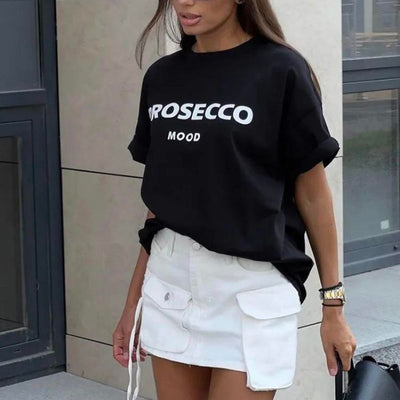 Übergroßes T-Shirt | Rundhalsausschnitt | Lockere Passform | T-Shirts für Damen | Damenbekleidung