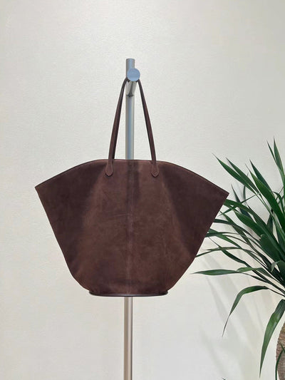 Umhängetasche – Große Damen-Tragetasche aus Kunstleder in Wildlederoptik