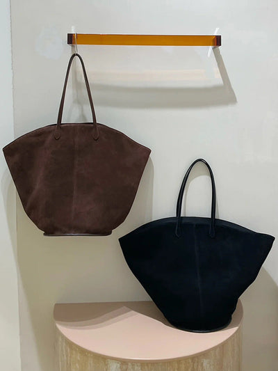 Umhängetasche – Große Damen-Tragetasche aus Kunstleder in Wildlederoptik