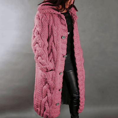 Andalsnes - kuschelig klobig gestrickt Strickjacke mit Kapuze