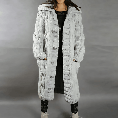Andalsnes - kuschelig klobig gestrickt Strickjacke mit Kapuze