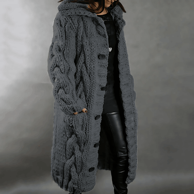 Andalsnes - kuschelig klobig gestrickt Strickjacke mit Kapuze