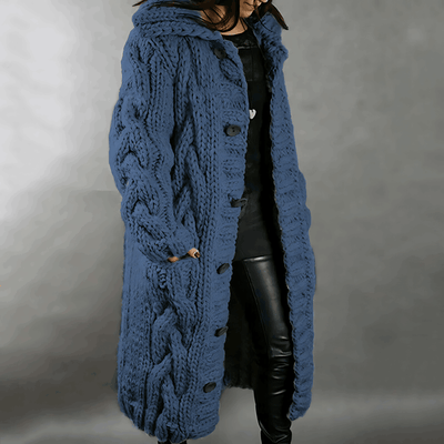 Andalsnes - kuschelig klobig gestrickt Strickjacke mit Kapuze