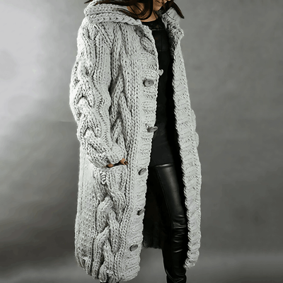 Andalsnes - kuschelig klobig gestrickt Strickjacke mit Kapuze
