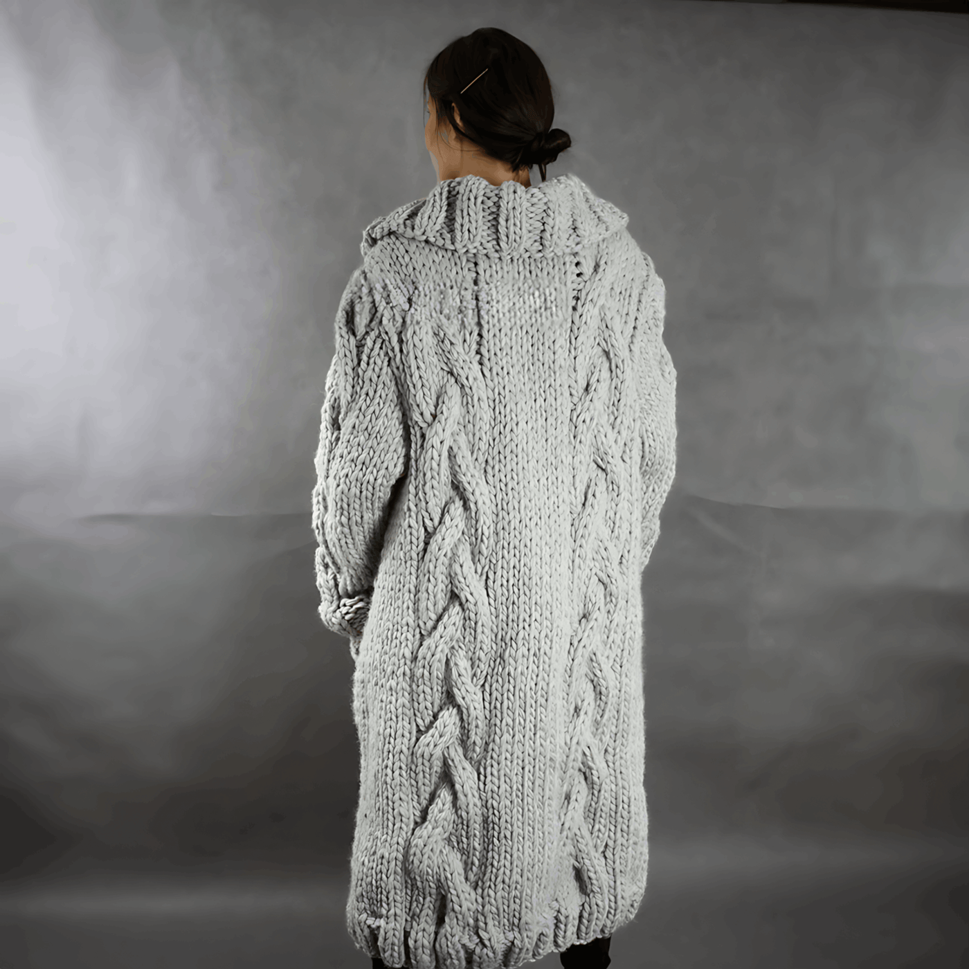 Andalsnes - kuschelig klobig gestrickt Strickjacke mit Kapuze