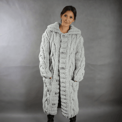 Andalsnes - kuschelig klobig gestrickt Strickjacke mit Kapuze