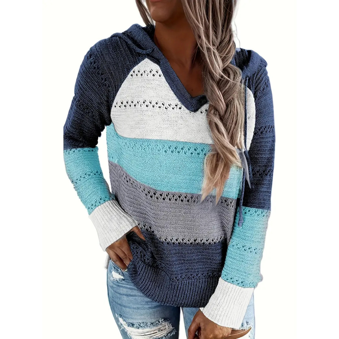 Zulfira | Damen Langarm Knitted Kapuzenpulli | Warme