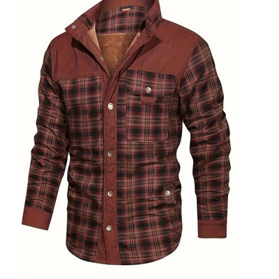 Amjad | Herren Kariert Knopf Daunen Dickes Jacke | Warme