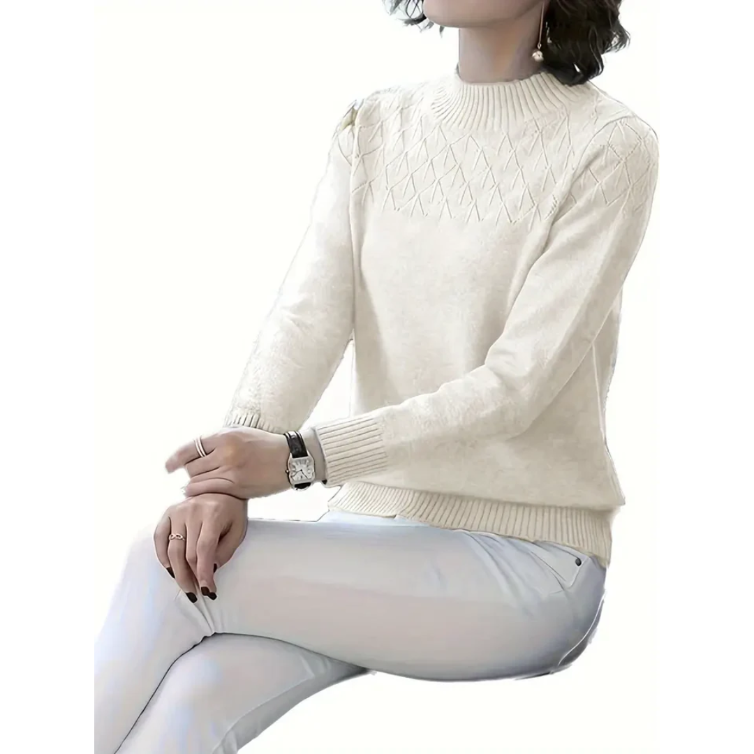 Andleeb | Damen Strick Rundhalsausschnitt Pullover | Winter