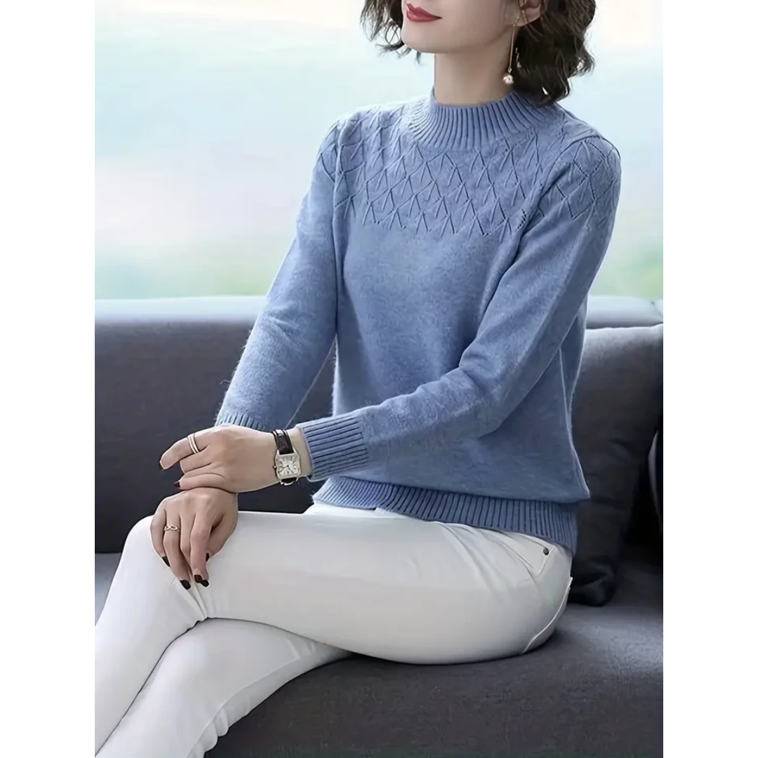 Andleeb | Damen Strick Rundhalsausschnitt Pullover | Winter