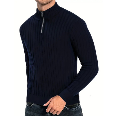Zaviyer | Herren Langarm Halb Reißverschluss Pullover | Warme