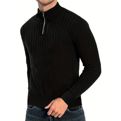 Zaviyer | Herren Langarm Halb Reißverschluss Pullover | Warme
