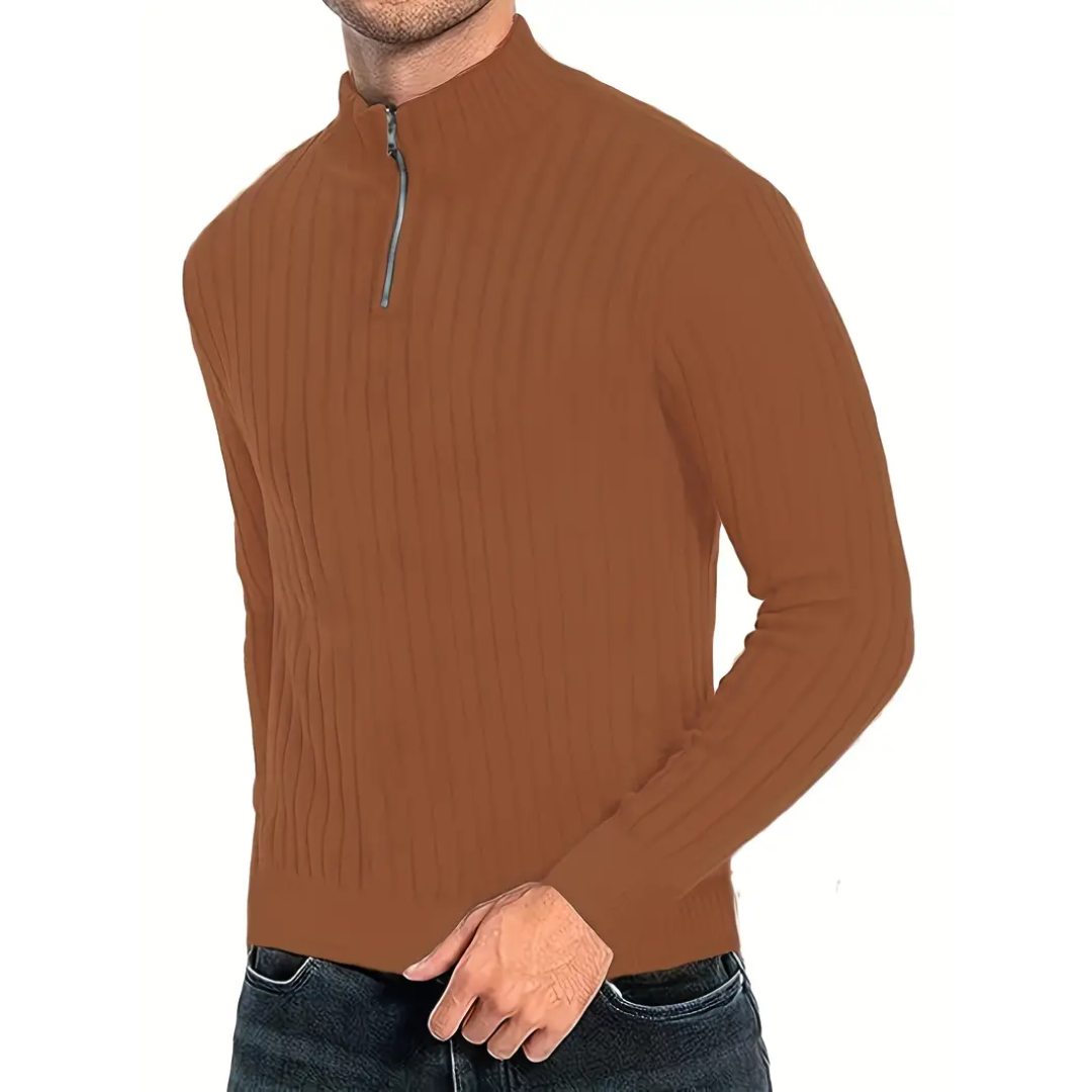 Zaviyer | Herren Langarm Halb Reißverschluss Pullover | Warme