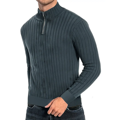 Zaviyer | Herren Langarm Halb Reißverschluss Pullover | Warme