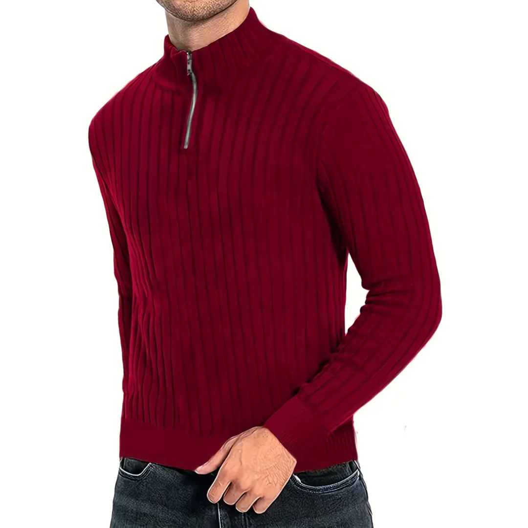 Zaviyer | Herren Langarm Halb Reißverschluss Pullover | Warme