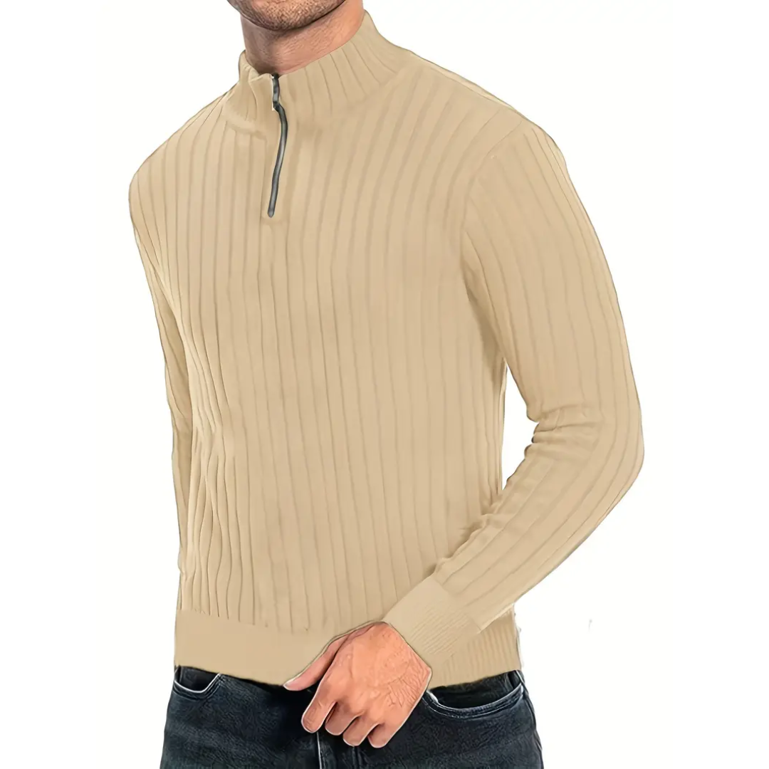 Zaviyer | Herren Langarm Halb Reißverschluss Pullover | Warme