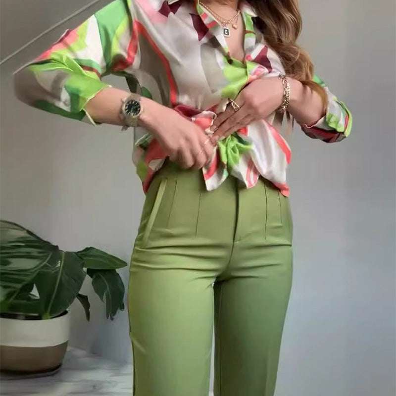 Bedrucktes Damen Hosenanzug Set