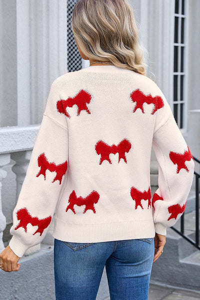 Verspielter Rosa Gemusterter Pullover