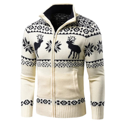 Weihnachts-Cardigan | Zip-Up | Stehkragen | Strickcardigan | Herren-Weihnachts-Shirts
