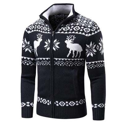 Weihnachts-Cardigan | Zip-Up | Stehkragen | Strickcardigan | Herren-Weihnachts-Shirts