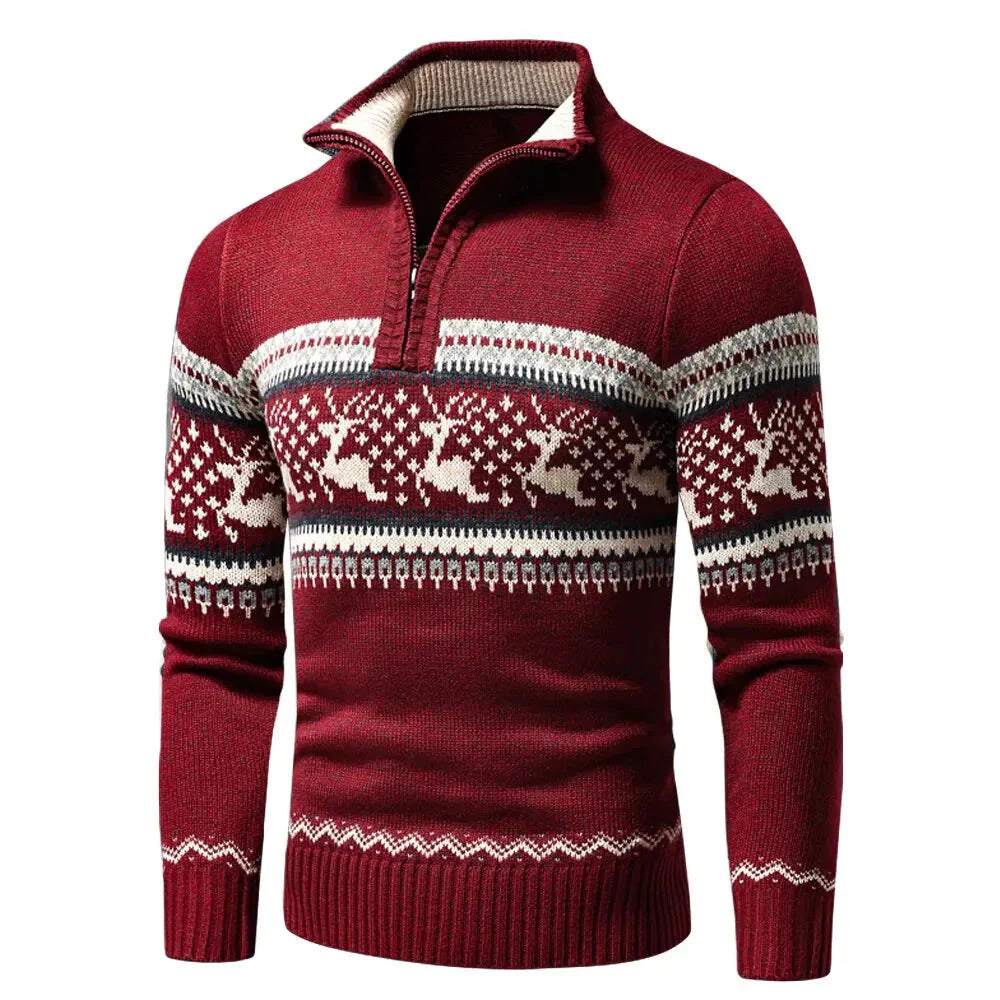 Weihnachts-Cardigan | Zip-Up | Stehkragen | Strickcardigan | Herren-Weihnachts-Shirts