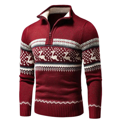 Weihnachts-Cardigan | Zip-Up | Stehkragen | Strickcardigan | Herren-Weihnachts-Shirts