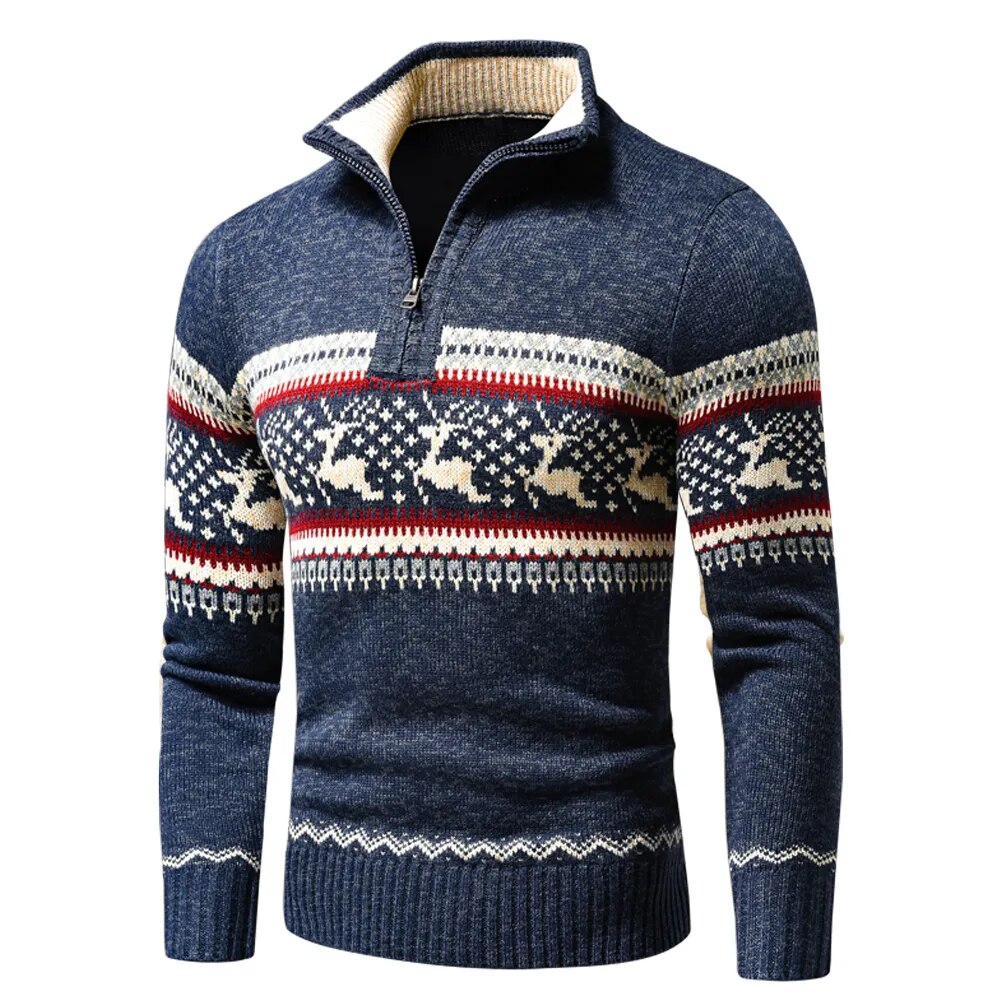 Weihnachts-Cardigan | Zip-Up | Stehkragen | Strickcardigan | Herren-Weihnachts-Shirts