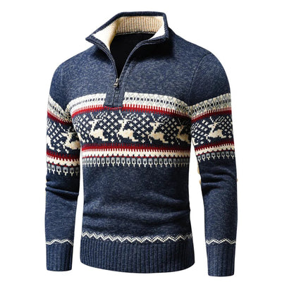 Weihnachts-Cardigan | Zip-Up | Stehkragen | Strickcardigan | Herren-Weihnachts-Shirts