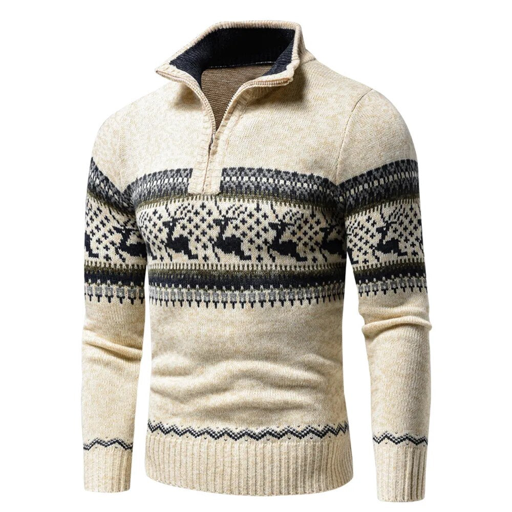 Weihnachts-Cardigan | Zip-Up | Stehkragen | Strickcardigan | Herren-Weihnachts-Shirts