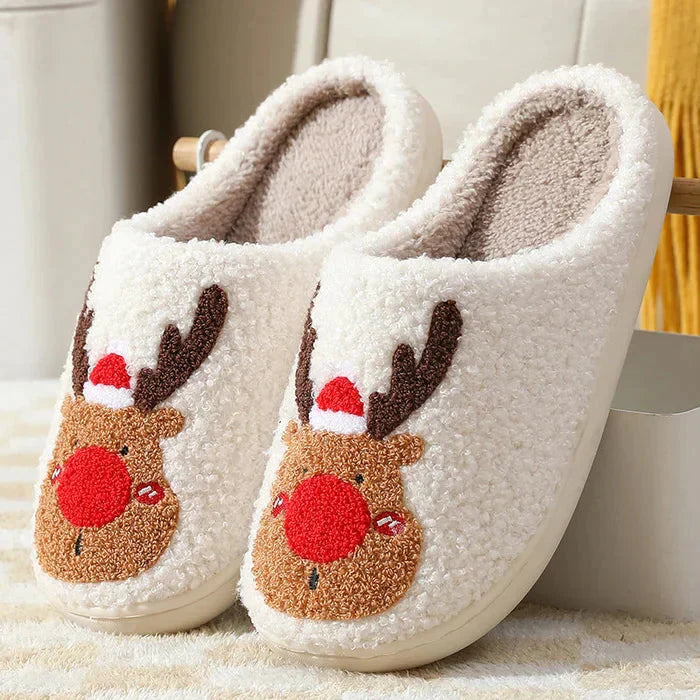 Weihnachts-Hausschuhe | Rentier | Slip-On | Hausschuhe | Hausschuhe für drinnen
