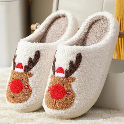 Weihnachts-Hausschuhe | Rentier | Slip-On | Hausschuhe | Hausschuhe für drinnen