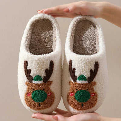 Weihnachts-Hausschuhe | Rentier | Slip-On | Hausschuhe | Hausschuhe für drinnen