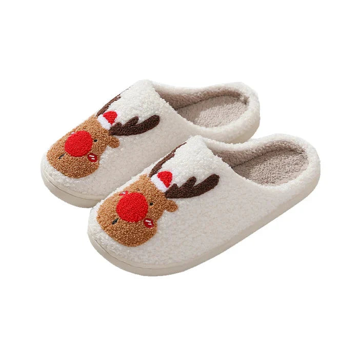 Weihnachts-Hausschuhe | Rentier | Slip-On | Hausschuhe | Hausschuhe für drinnen