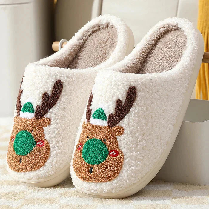 Weihnachts-Hausschuhe | Rentier | Slip-On | Hausschuhe | Hausschuhe für drinnen