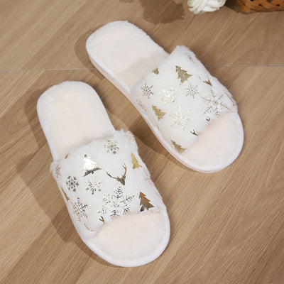 Weihnachts-Hausschuhe – Slip-Ons – Plüsch – Winter-Hausschuhe – Hausschuhe