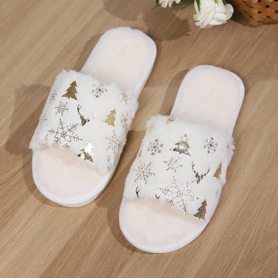 Weihnachts-Hausschuhe – Slip-Ons – Plüsch – Winter-Hausschuhe – Hausschuhe