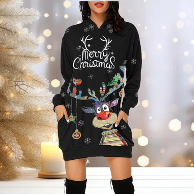 Weihnachts-Kapuzenpulli - Gemütlich - Rentier - Kapuzenpulli - Damen Weihnachtspullover