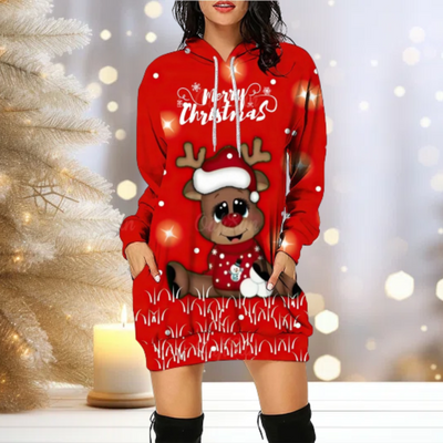 Weihnachts-Kapuzenpulli - Gemütlich - Rentier - Kapuzenpulli - Damen Weihnachtspullover