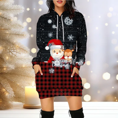 Weihnachts-Kapuzenpulli - Gemütlich - Rentier - Kapuzenpulli - Damen Weihnachtspullover