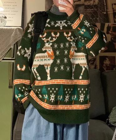 Weihnachts-Pullover | Gestrickt | Übergröße | Rentier-Pullover | Winterkleidung für Frauen