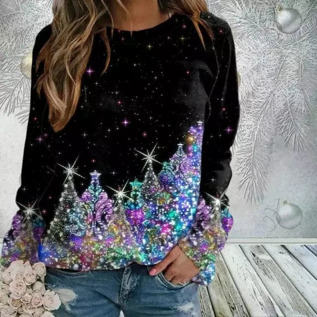 Weihnachts-Pullover – Glitzernd – Schwarz – Weihnachtspulli – Damenpullover