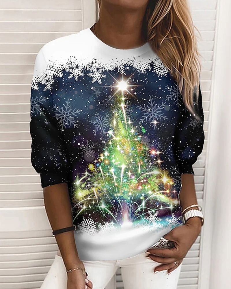 Weihnachts-Pullover - Lose Passform - Rundhalsausschnitt - Weihnachts-Sweatshirt - Damenbekleidung