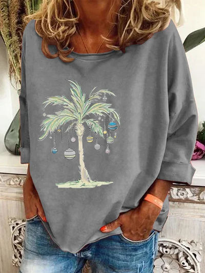 Weihnachts-Pullover | Palme | Lockere Passform | Weihnachts-Shirts | Langarm-Shirts für Damen