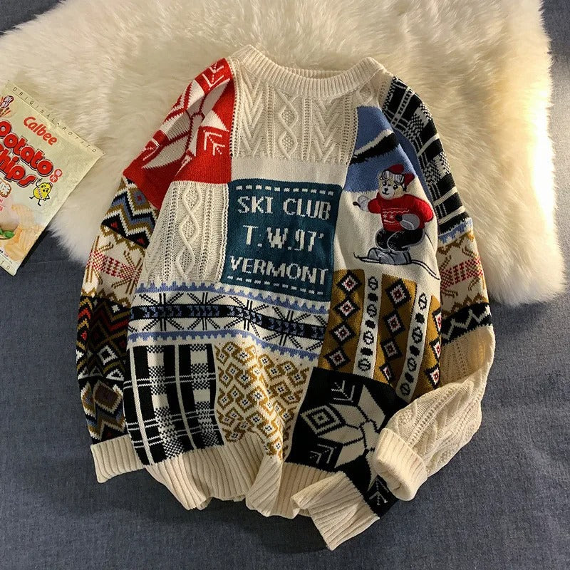 Weihnachts-Pullover – kuscheliger, locker sitzender, gestrickter Weihnachtspullover