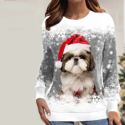 Weihnachts-Sweatshirt - Grau - Loose Fit - Xmas Pullover - Weihnachtspullover Frauen