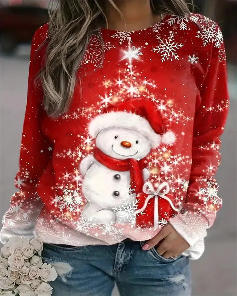 Weihnachts-Sweatshirt | Loose Fit | Bedruckt | Weihnachts-Pullover | Winterkleidung für Frauen