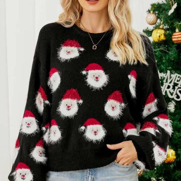 Weihnachtspulli - Loose Fit - Weihnachtsmann - Lustiger Weihnachtspulli - Damenpulli
